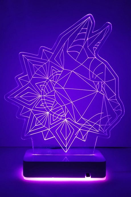 Özel Tasarım Geometrik Kedi 3D 16 Renk Dekoratif Led Lamba