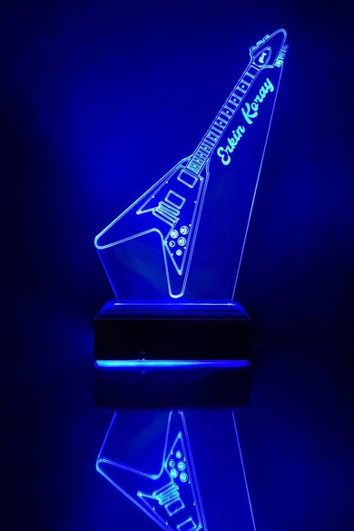 Kişiye Özel 3D Elektro Gitar Hediyelik 16 Renk Dekoratif Led Lamba
