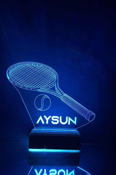 Kişiye Özel 3D Tenis ve Tenis Topu Hediyelik Dekoratif Led Lamba