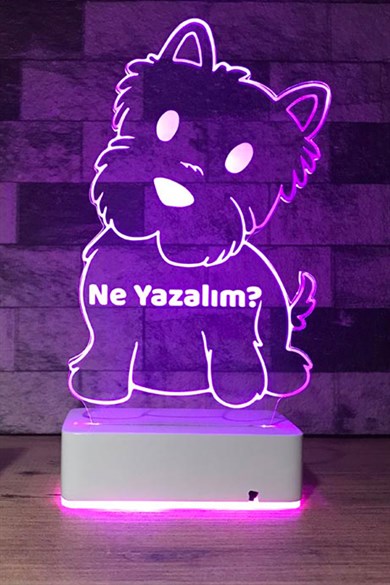 Kişiye Özel Şirin Köpek Masaüstü 3D 16 Renk Dekoratif Led Lamba