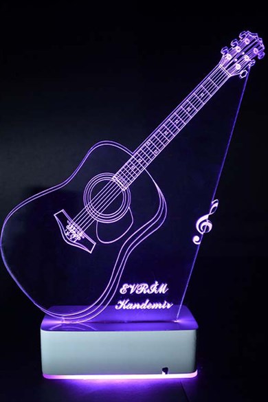 Özel Tasarım Akustik Gitar 3D Led Lamba