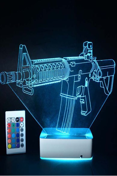 Özel Tasarım CS Makineli Tüfek 3D 16 Renk Dekoratif Led Lamba