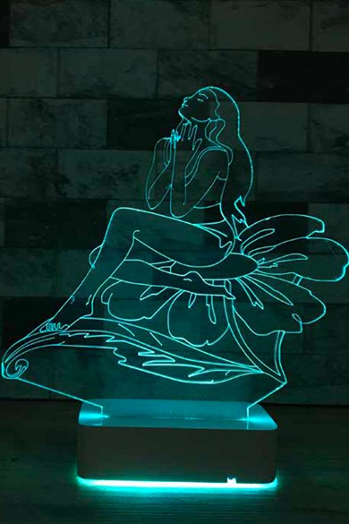Özel Tasarım Deniz Kızı 3D 16 Renk Dekoratif Led Lamba