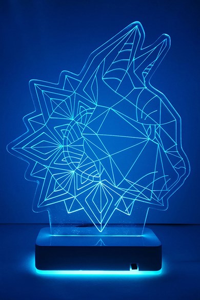 Özel Tasarım Geometrik Kedi 3D 16 Renk Dekoratif Led Lamba