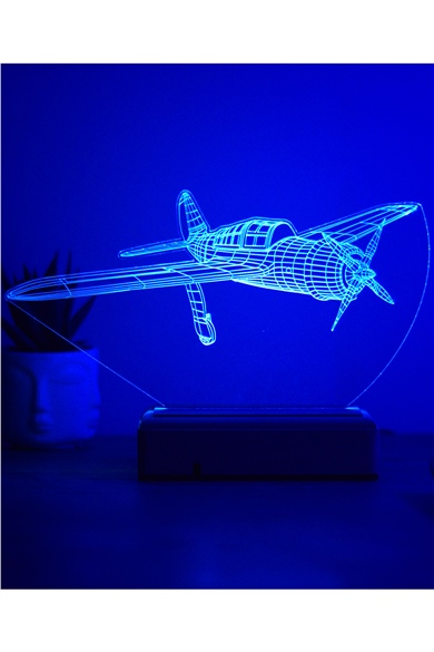 Özel Tasarım PırPır Uçak 3D 16 Renk Dekoratif Led Lamba