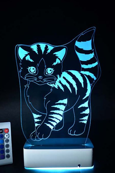 Özel Tasarım Sevimli Kedi 3D 16 Renk Dekoratif Led Lamba