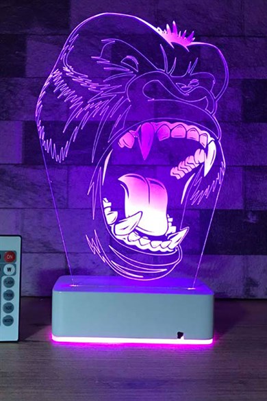 Özel Tasarım Sinirli Goril Masaüstü 3D 16 Renk Dekoratif Led Lamba