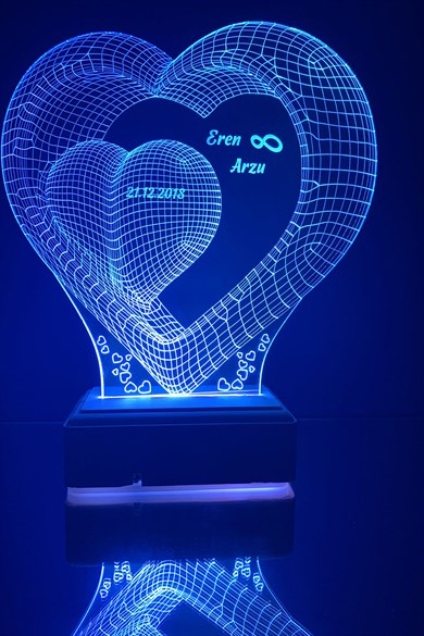 Sevgiliye Hediye Aşk ve Sonsuzluk 3D 16 Renk Dekoratif Led Lamba